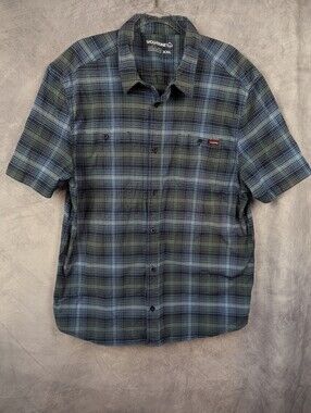 Wolverine XXL Men's Plaid Short Sleeve Button Down Shirt Size Blue Gray Workwear